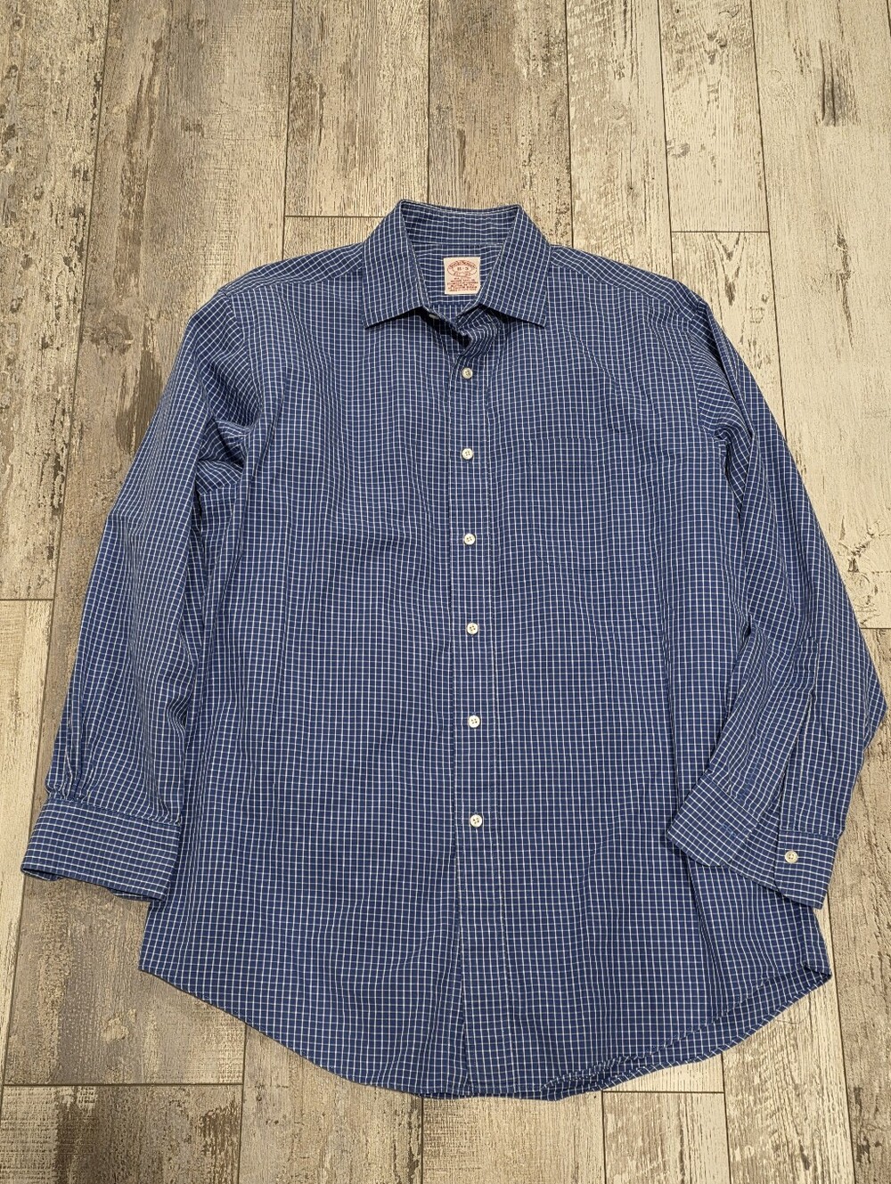 (16 32/33) Men's Brooks Brothers Button-down Dress Shirt Blue Plaid 100% Cotton